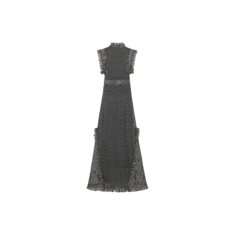 DIOR SS25 Sleeveless Dress Women's Silver Black-1