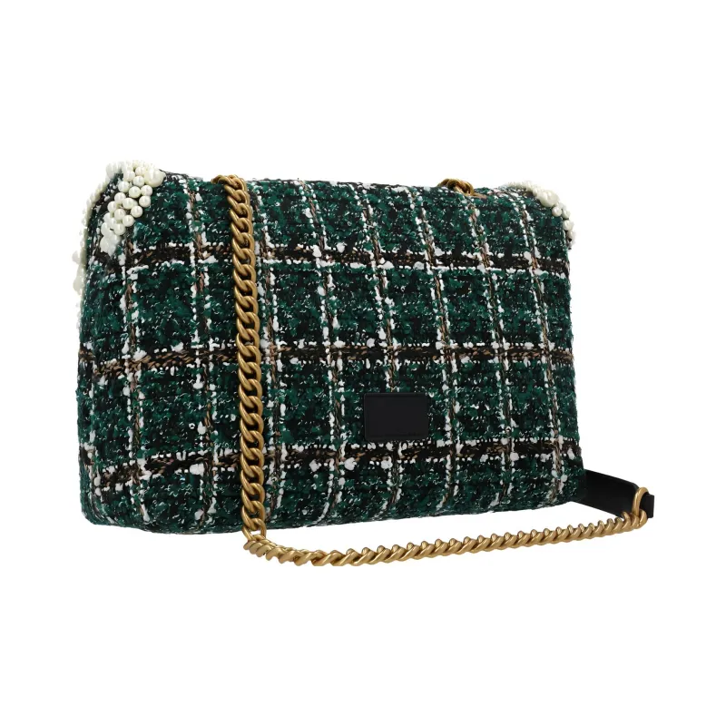 PINKO Puff Beaded Velvet Fabric Crossbody Bag Shoulder Bag Regular Women's Green-1