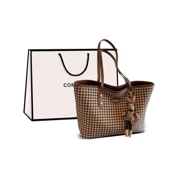 COMELY Fabric Tote Bag Shopping Bag Handbag Shoulder Bag Regular Women's Khaki Coffee