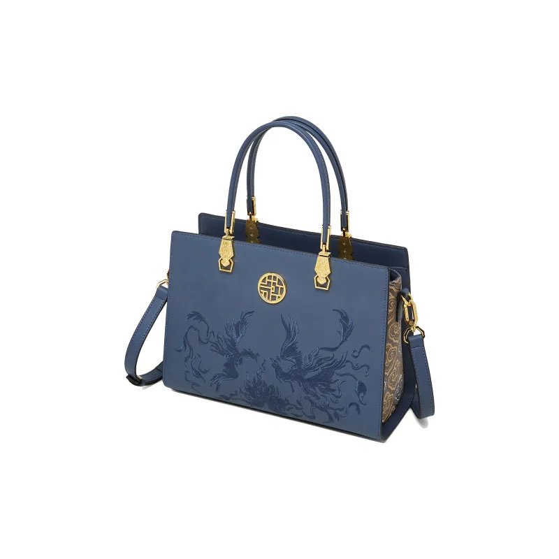 Geshiman Cow Leather Handbag Regular Women's Elegant White/Royal Blue/Palace Red/Apricot Color Blocking-7