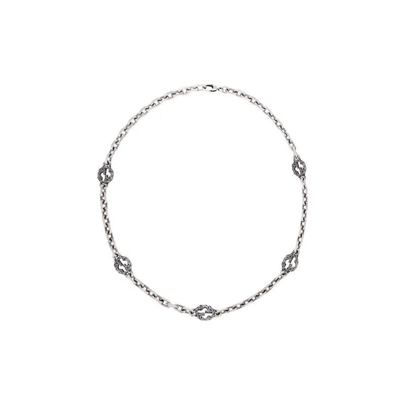 GUCCI Classic Double G Necklace Collection 925 Sterling Silver Necklaces Men's-2
