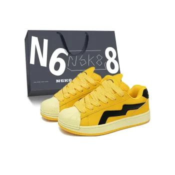 N6K8 Non slip Lightweight Low Top Skateboard Shoes Unisex Yellow Gift Box Set