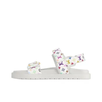 LOUIS VUITTON Lv Sunset Flat Comfort Sandal Takashi Murakami White Women's