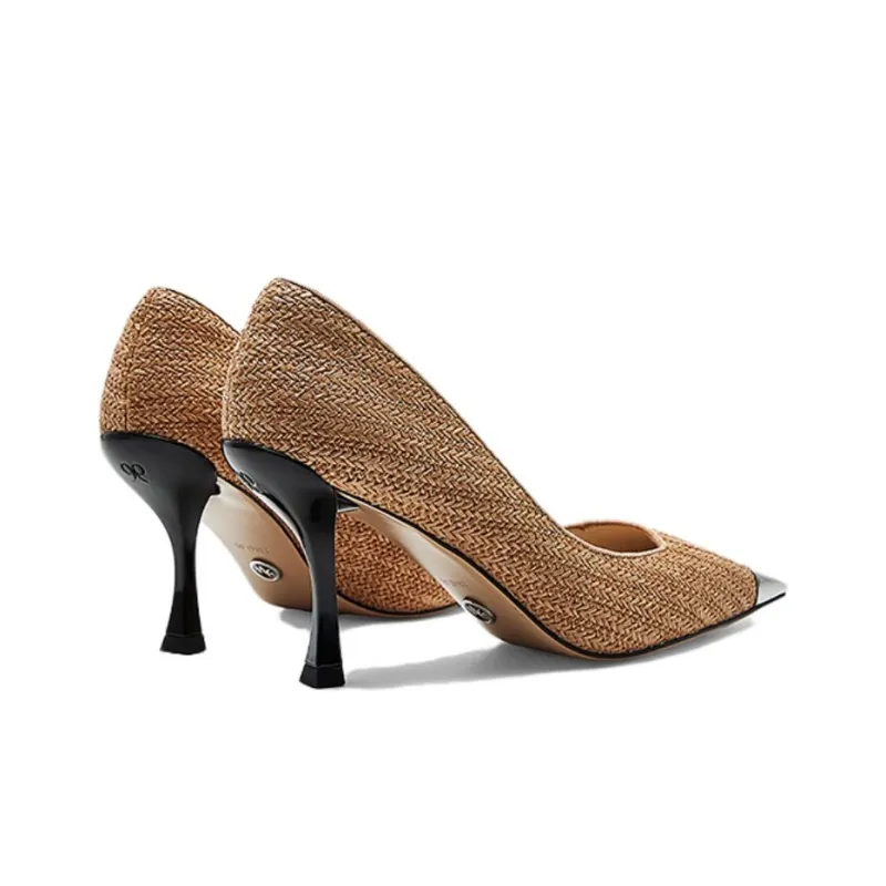 NINE WEST Irregular Heel High Heels 8.5cm Women's Camel-3