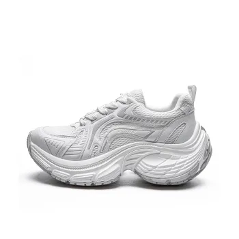 GOSO Slip Resistant Cushioning, Breathable, Height Increasing Low Top Chunky Sneakers Women's White