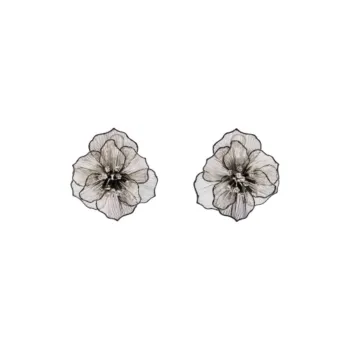 ZARA Metal Brass Glass Steel Resin Titanium Earrings Women's Silver