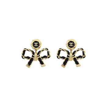 CHANEL Earrings Women's Black