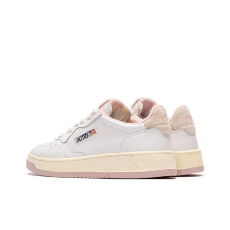 AUTRY Medalist Leather Low White Powder Pink Women's-3