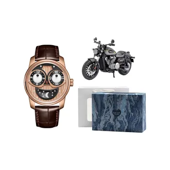 OBLVLO Trendy Casual Watch Automatic Mechanical Movement Cowhide Strap Men's Watches Gold Dial