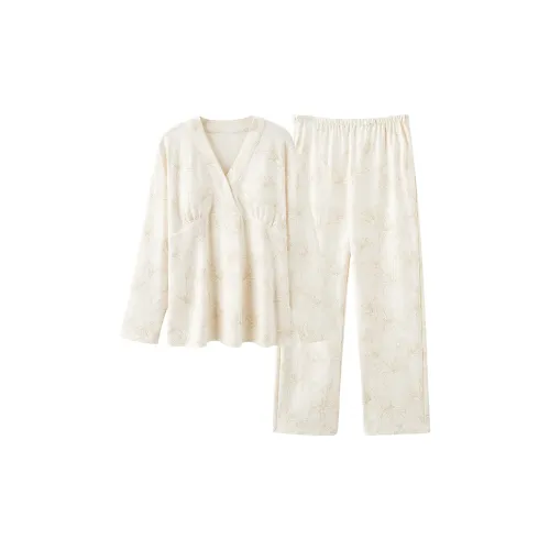 XIAFENYAN Pajama Set Women's Beige