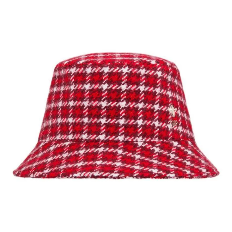 DIOR Sheep Wool Bucket Hats Kids' Red-1
