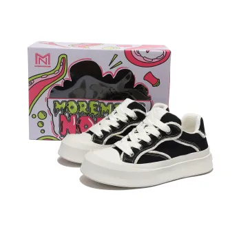 MOREMORENOISE Coverage Balance Wear Resistant Lightweight Slip Resistant Low Top Canvas Shoes Unisex White Black