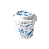 Blue and White Bird-Short Stemmed Lidded Cup