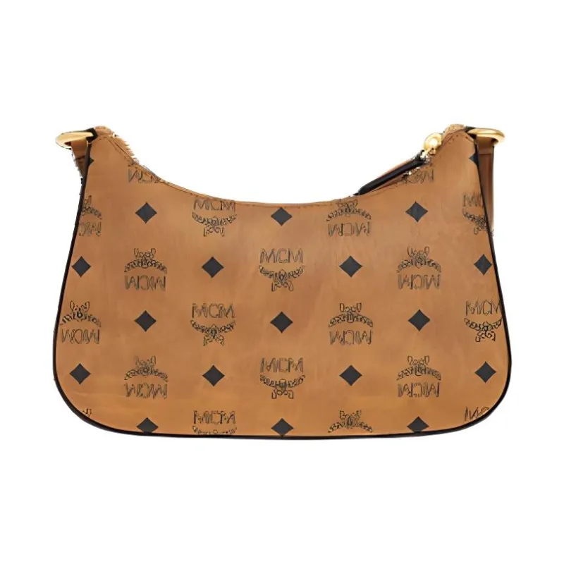MCM Aren Visetos Canvas Shoulder Bag Crossbody Bag Small Size Women's Cognac Brandy-2