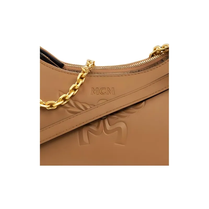 MCM Aren Visetos Canvas Shoulder Bag Crossbody Bag Small Size Women's Cognac Brandy-3