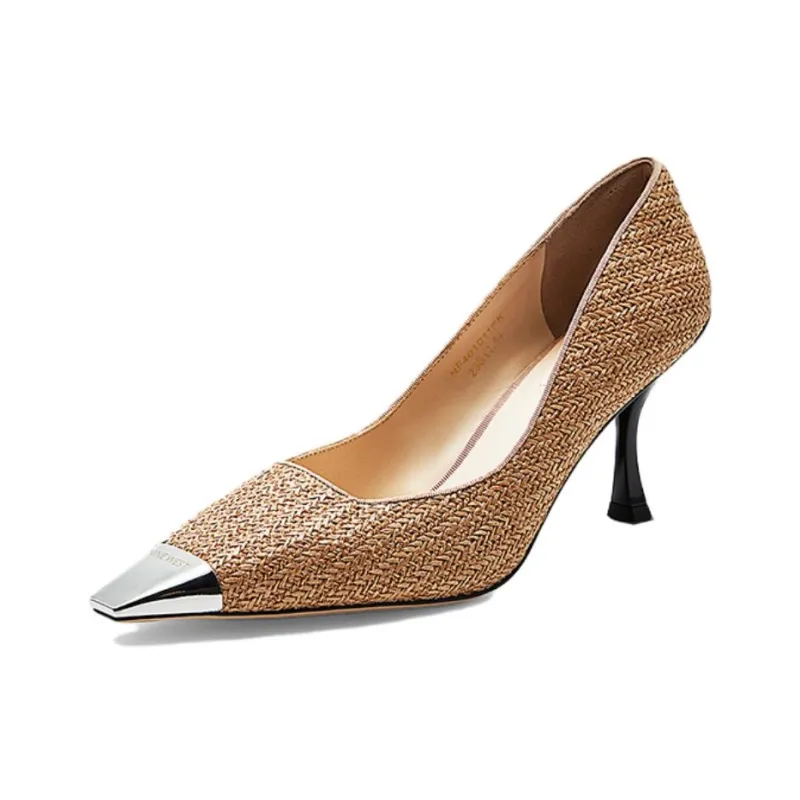 NINE WEST Irregular Heel High Heels 8.5cm Women's Camel-1