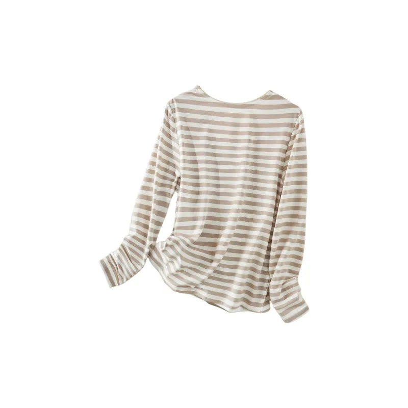 IHIMI T Shirt Women's Brown Coffee & White-2