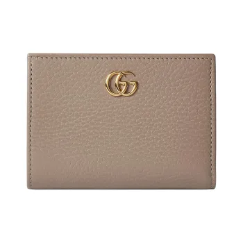 GUCCI GG Marmont Leather Wallet Small Size Women's Taupe