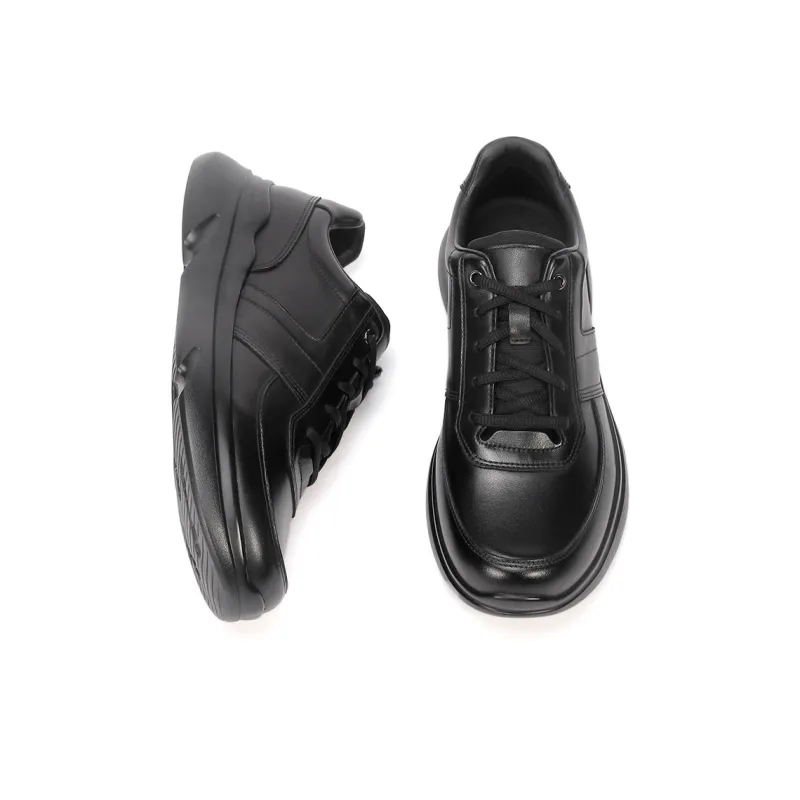 MYFULER Wear Resistant Low Top Casual Shoes Men's Black-3