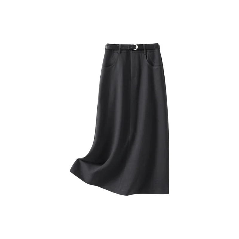 IHIMI Casual Long Skirt Women's Dark Gray-1
