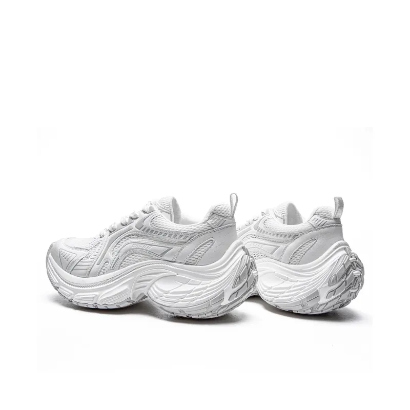GOSO Slip Resistant Cushioning, Breathable, Height Increasing Low Top Chunky Sneakers Women's White-2