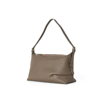 AQUASCUTUM Cow Leather Shoulder Bag Women's Elephant Gray/Black