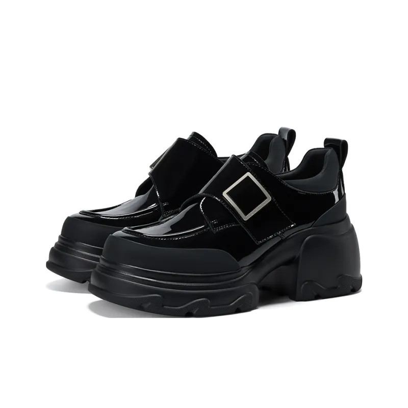 GG CC Chunky Heel High Heels 7cm Women's Black-2