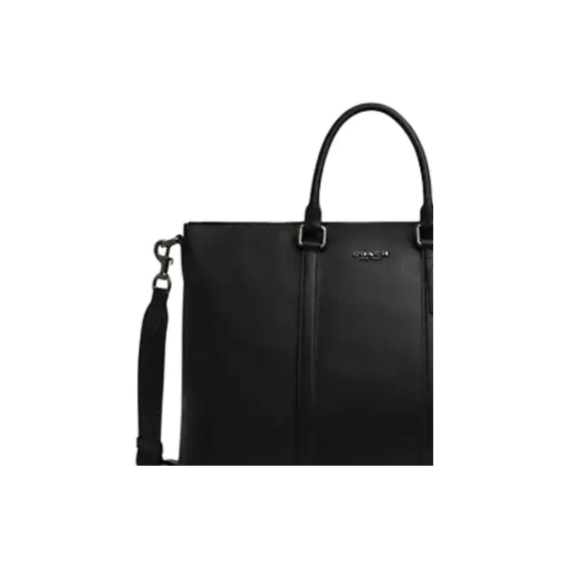 COACH Pebbled Leather Briefcase Tubas Men's Black-4