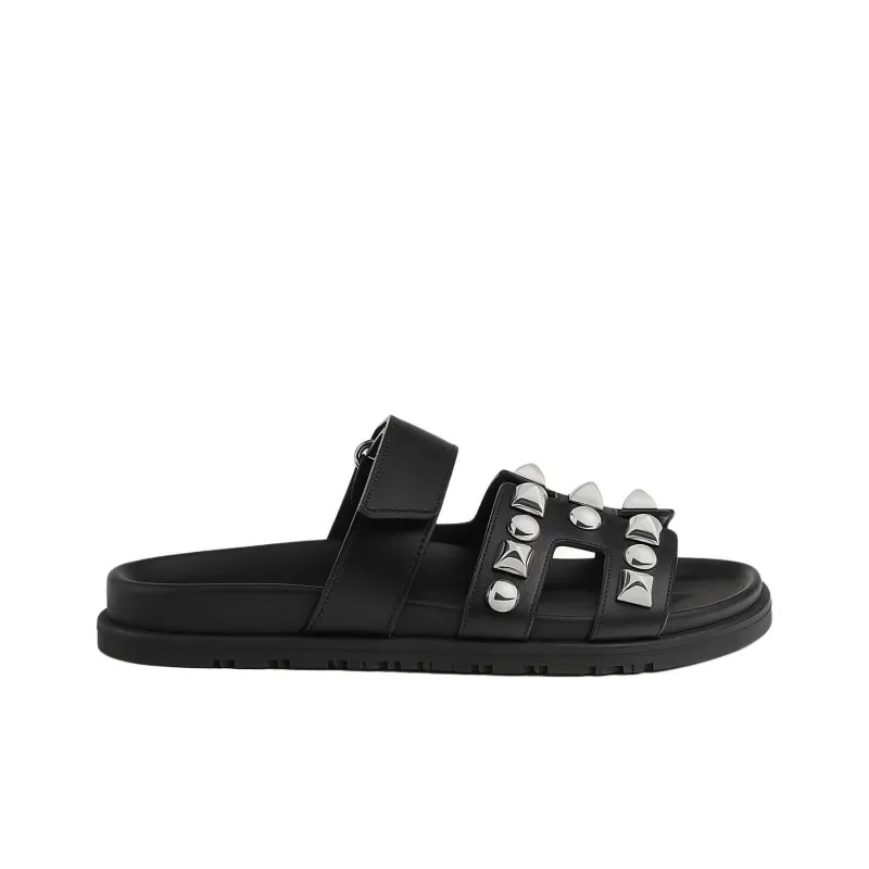 HERMES Chypre Slide Slippers Women's Black-1