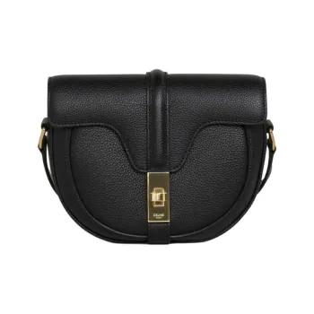 CELINE Besace16 Grain Calfskin Crossbody Bag, Shoulder Bag Small Size Women's Black