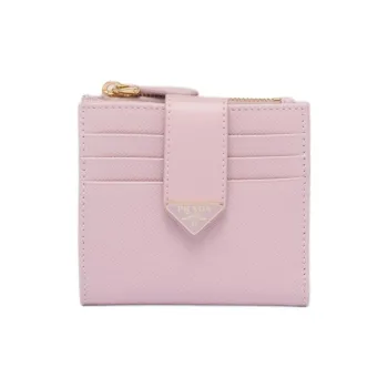 PRADA Saffiano Calfskin Wallet Women's Snow Pink