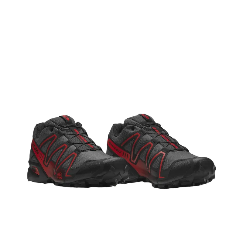 SALOMON Speedcross 3 Anti Slip Wear Resistant Low Top Casual Running Shoes Men's Black Red-2