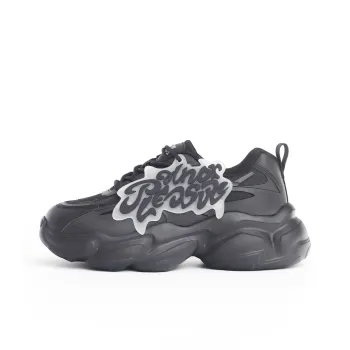 PAIN OR PLEASURE Abrasion Resistant Low Top Chunky Sneakers Unisex Black