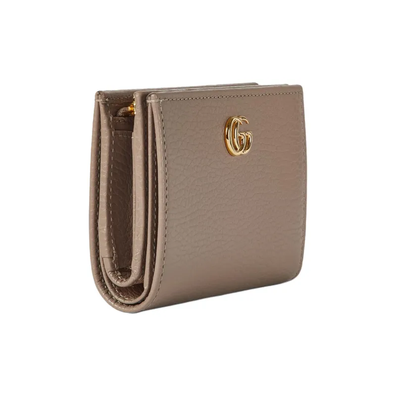GUCCI GG Marmont Leather Wallet Small Size Women's Taupe-1