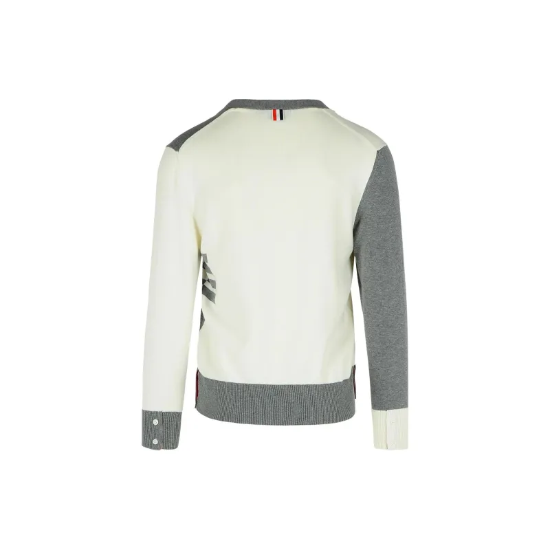 THOM BROWNE 4 Bar Colourblock Button Up Cardigan-1