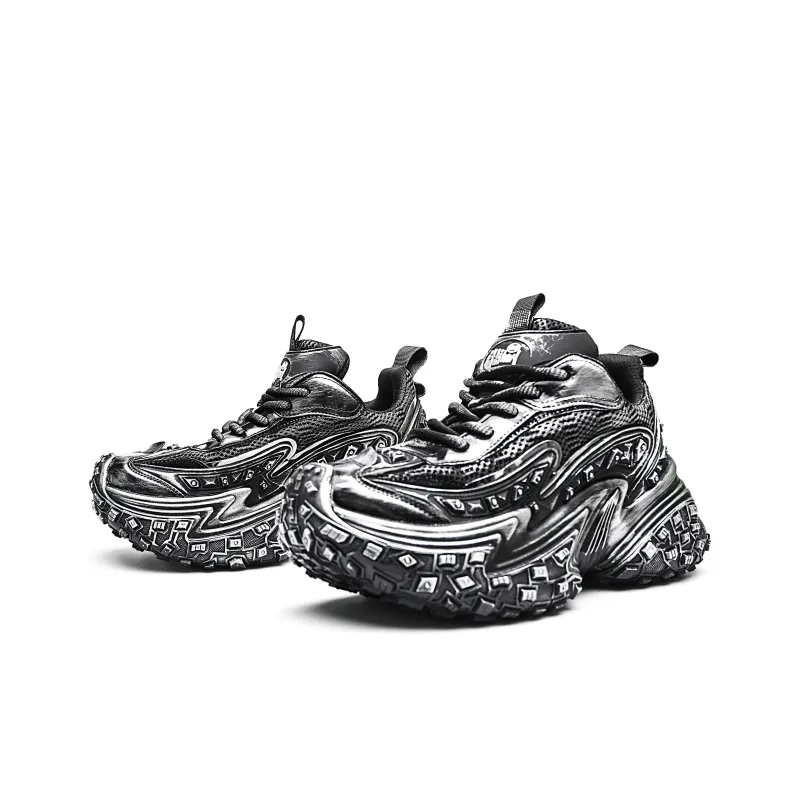 MVA Impact Resistant Wear Resistant Lightweight Breathable Slip Resistant Low Top Chunky Sneakers Unisex Galaxy Black-3