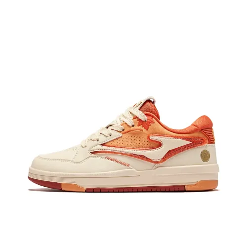 Erke Unique Maple Leaf 3 Anti Slip And Wear Resistant Coverage Low Top Skateboard Shoes Women's Beige Orange