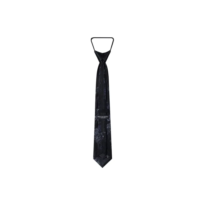 WILLIAM MILTON Mulberry Silk Ties Men's Black White Silk No Knot Lazy High End Accessories Casual Gift Box Set-2