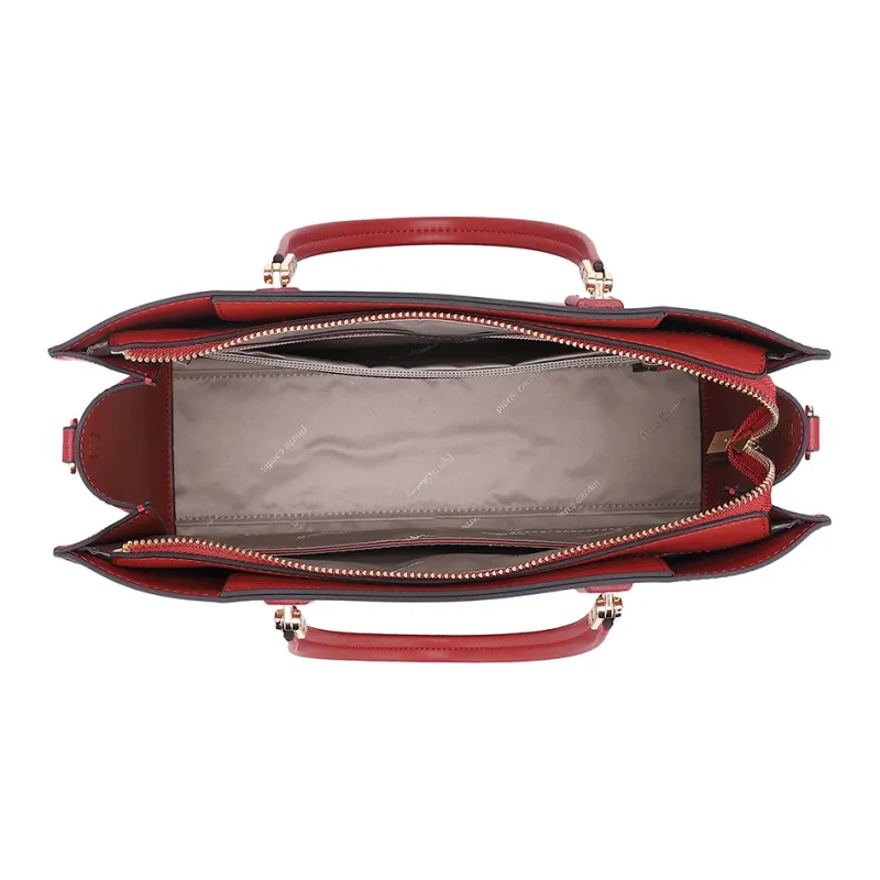 PIERRE CARDIN Genuine Leather Cow Leather Shoulder Bag Crossbody Tote Regular Women's Red/Khaki-4