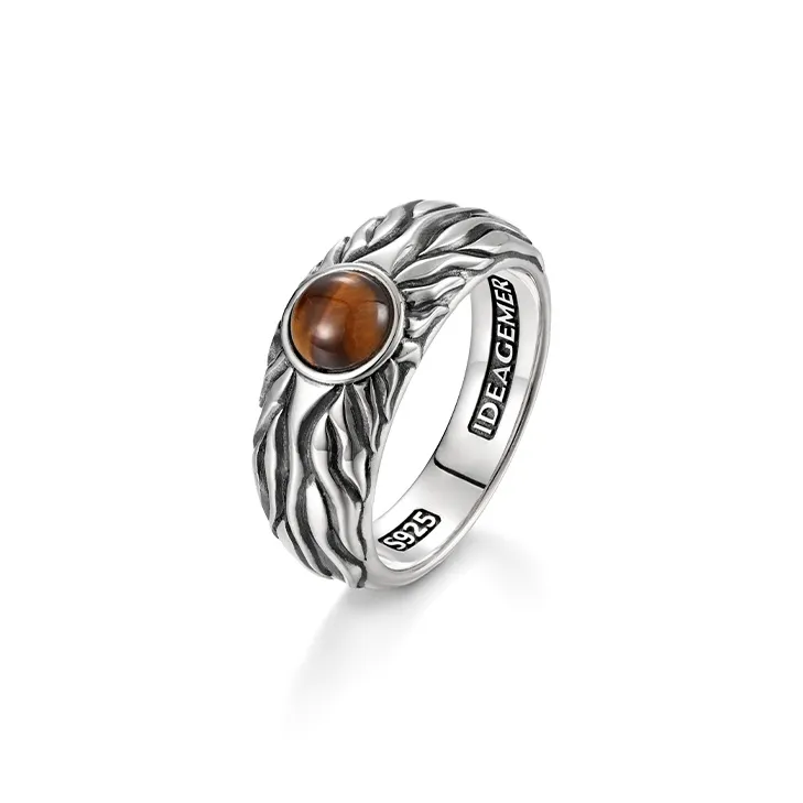 IDEAGEMER 925 Sterling Silver Rings Men's-3