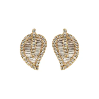 Anita Ko 18K Rose Gold Small Leaf Diamond Stud Earrings