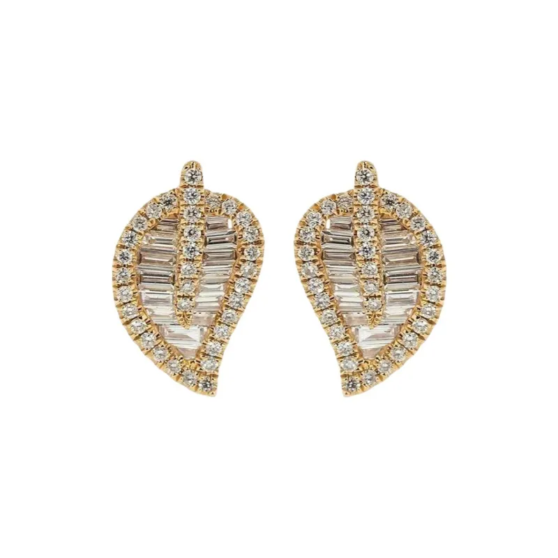 Anita Ko 18K Rose Gold Small Leaf Diamond Stud Earrings-0