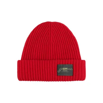 GANNI Sheep Wool Beanies Women's Red