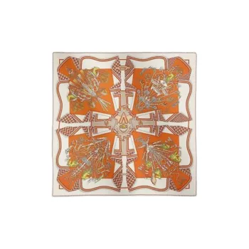 HERMES Silk Scarves Women's Orange