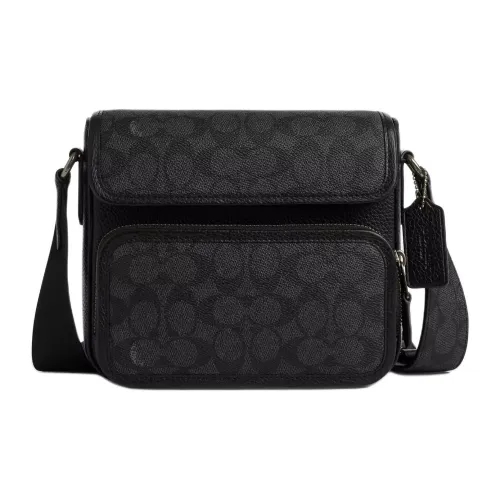 COACH Sullivan Coated Canvas With Leather Shoulder Bag Crossbody Bag Small Size Men's Bronze/Wood Charcoal/Black
