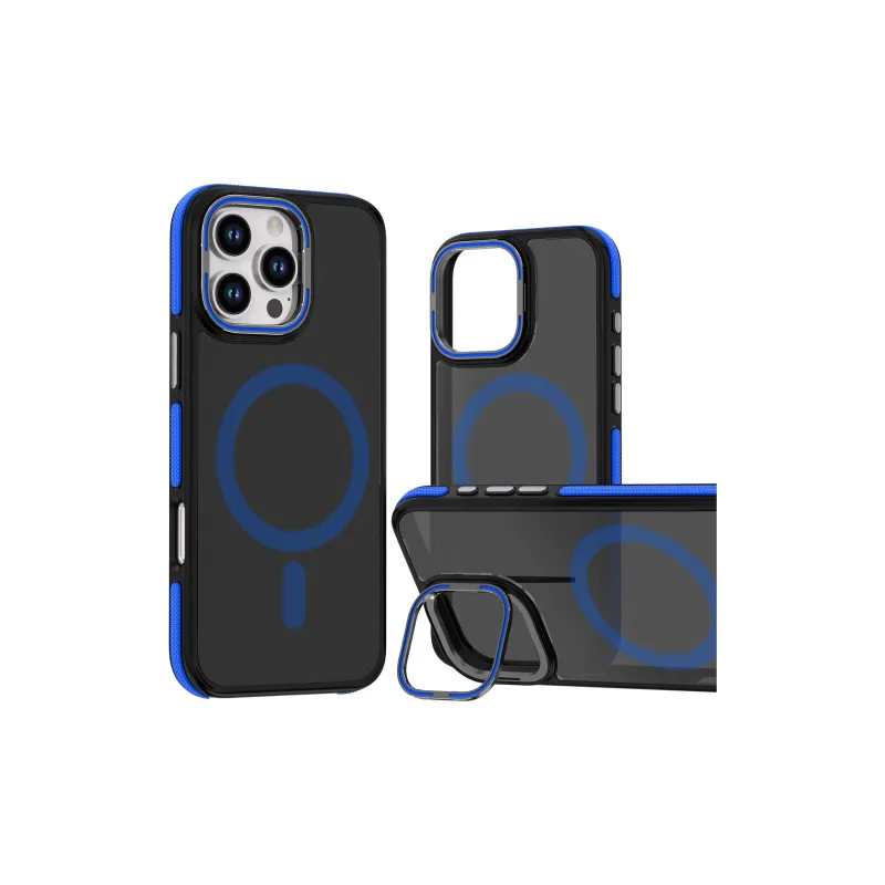 Nkino PC Material Magnetic Two Tone Lens Stand Skin Phone Case Compatible With IPhone 16/15/14/13/Pro/Pro Max-6