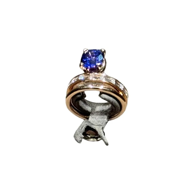 HERMES Rose Gold Tanzanite Diamond Rings Women's Gold-1