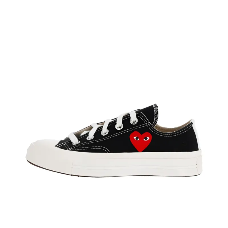 Converse x CDG Play Single Heart Chuck Taylor 70 Wear Resistant Low Top Canvas Shoes Unisex Black-0