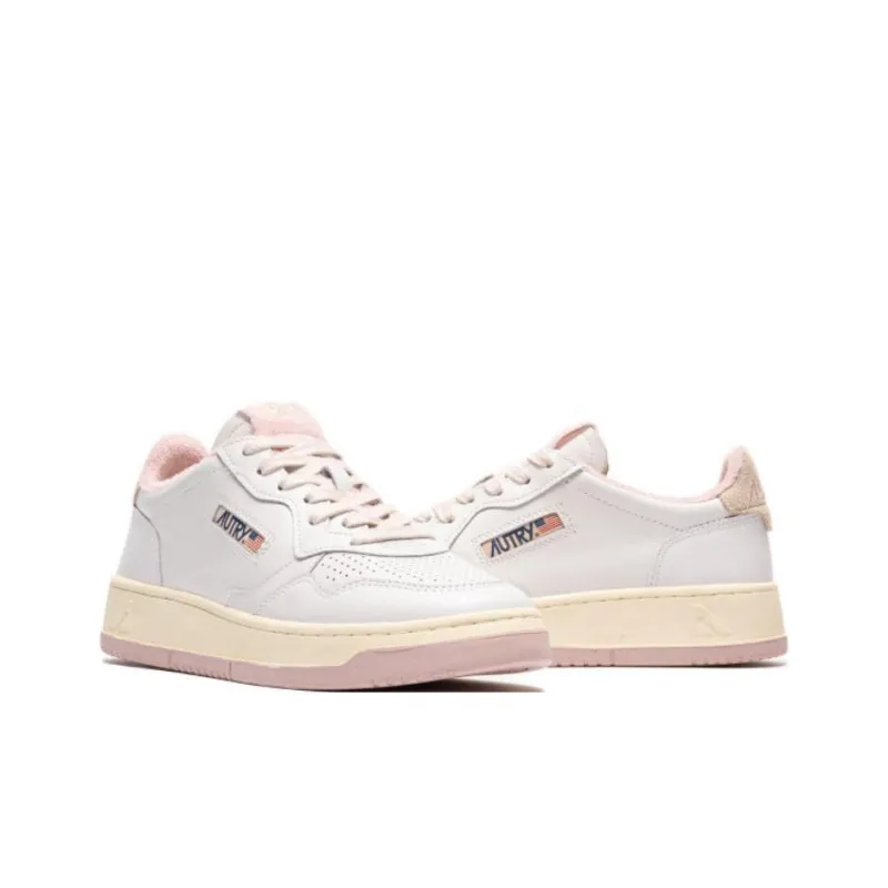 AUTRY Medalist Leather Low White Powder Pink Women's-2