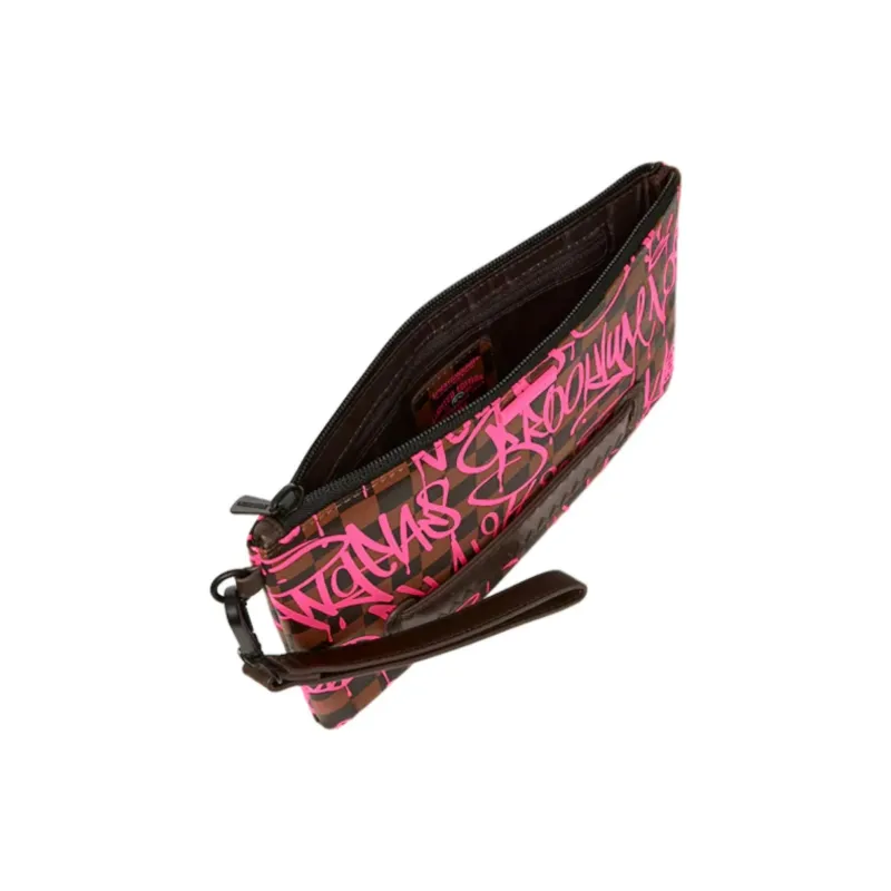 SPRAYGROUND Jetgraphix Sharks In New York Crossover Clutch Brown/Pink-3